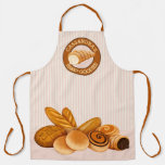 Baked Goodies Pastry Bread Baker Logo Pink Stripes Apron at Zazzle