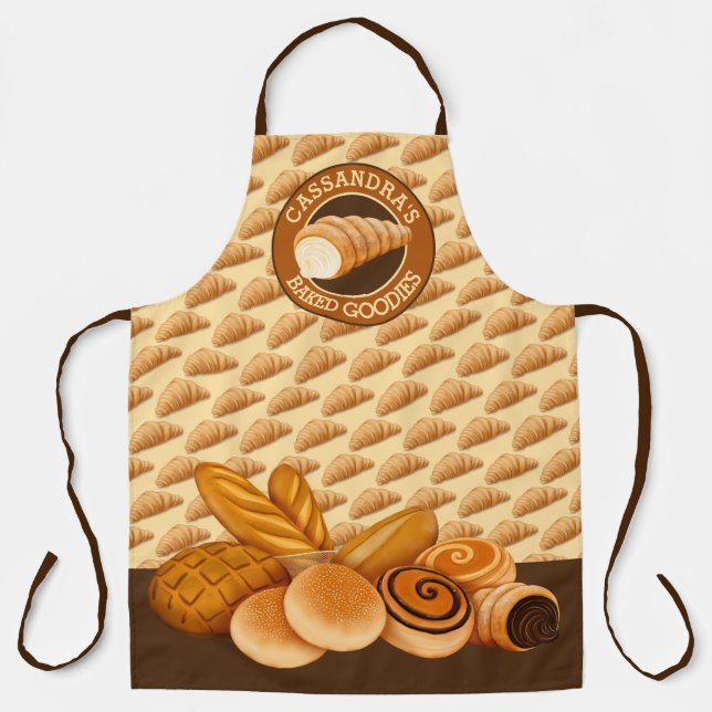 Baked Goodies Pastry Bread Baker’s Logo Croissant Apron (Front)