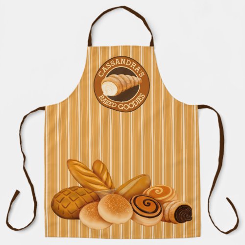 Baked Goodies Pastry Bread Bakers Logo Stripes Apron