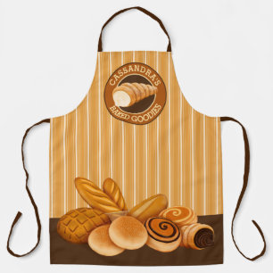 Baked Goodies Pastry Bread Baker’s Logo Stripes Apron