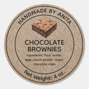 Baked Goods Chocolate Brownies Label Kraft