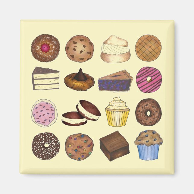 Baked Goods Cupcake Creampuff Muffin Cookie Cake Magnet (Front)