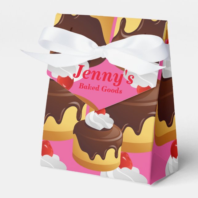 Baked Goods Custom Tent Favor Box Pink (Front Side)
