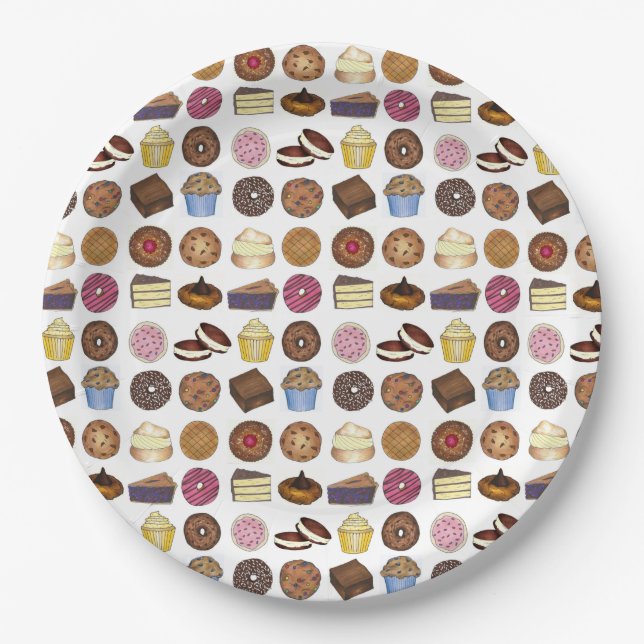 Baked Goods Foodie Muffin Cake Whoopie Pie Cupcake Paper Plates (Front)