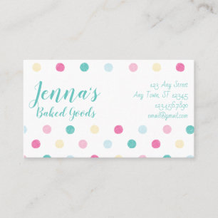 Baked Goods Fun Colorful Dot Pattern Custom Business Card