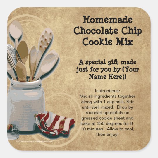 Baked Goods or Mix Gift Jar Labels, Personalized Square Sticker Zazzle