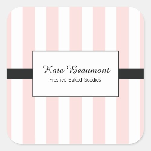 Baked Goods Pink and White Stripes Square Sticker