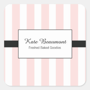 Baked Goods Pink and White Stripes Square Sticker