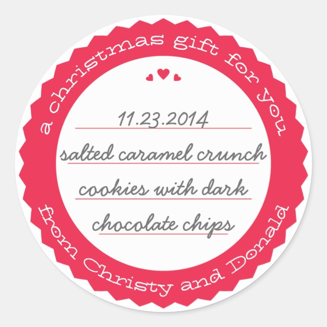 Baked Goods Round Gift Label Sticker Circle Cherry (Front)