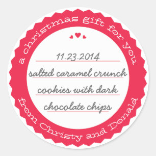 Baked Goods Round Gift Label Sticker Circle Cherry