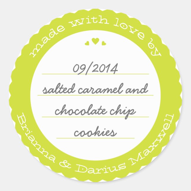 Baked Goods Round Gift Label Sticker Circle Citron (Front)