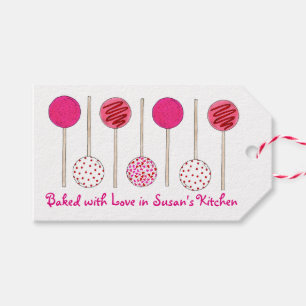 Baked Made with Love Homemade Pink Cake Pops Gift Tags