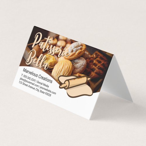 Baked Pastries  Rolling Pin and Dough Business Card
