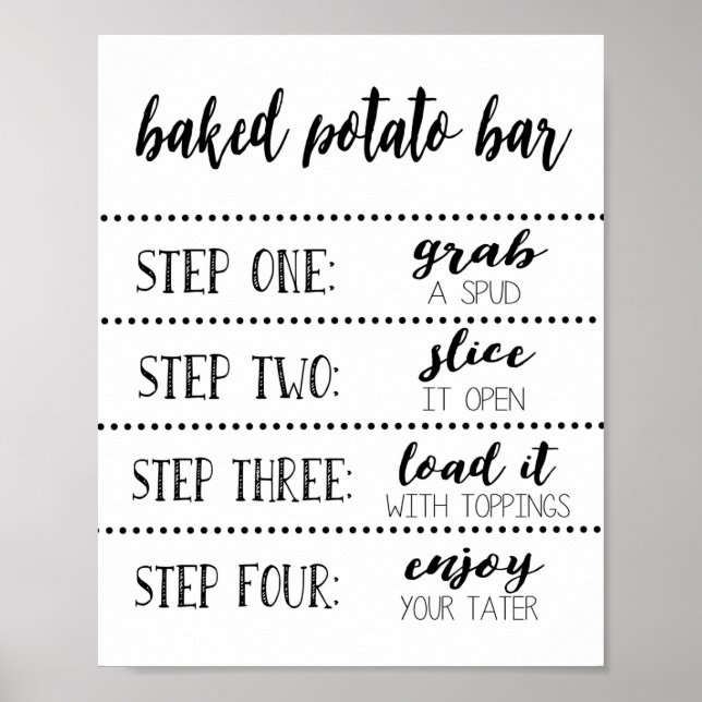 Baked Potato Bar Sign, Loaded Potato Bar Poster (Front)