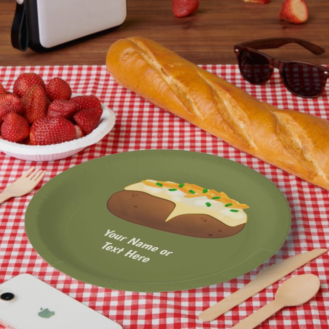 Baked Potato in Skin - Cheese & Chive - add text Paper Plates (Picnic)
