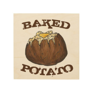 Baked Potato with Butter Food Foodie Cook Kitchen Wood Wall Art