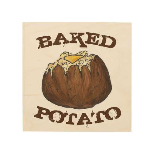 Baked Potato with Butter Food Foodie Cook Kitchen Wood Wall Art