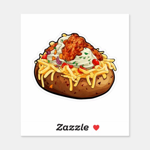 baked potato with many toppings sticker