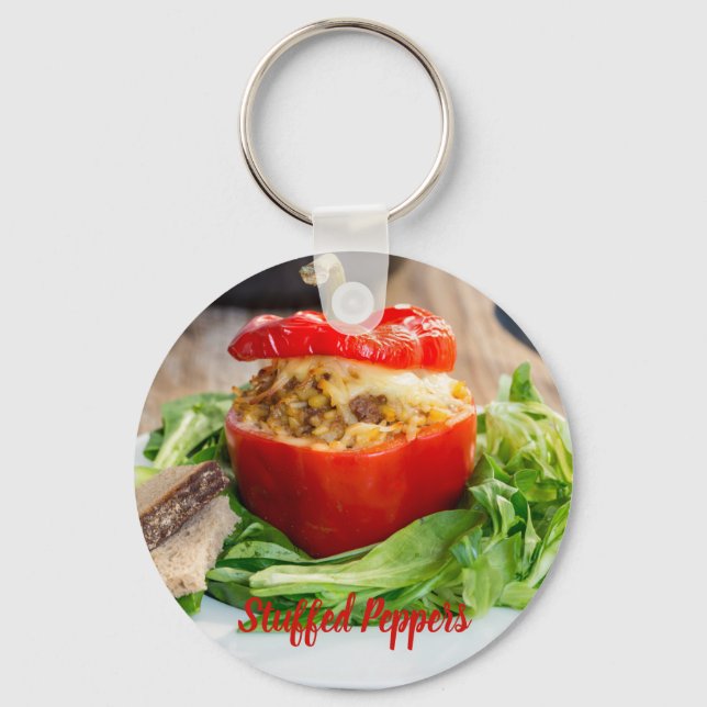 Baked Stuffed Peppers with meat sauce and cheese Keychain (Front)
