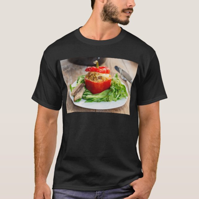 Baked stuffed peppers with meat sauce and cheese T-Shirt (Front)