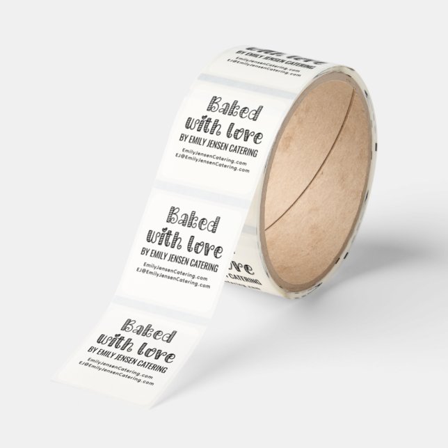 Baked with Love #2 Business Name Website URL Square Sticker (Roll)