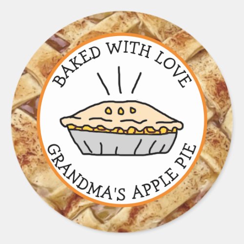Baked with Love Apple Pie Personalized Classic Round Sticker