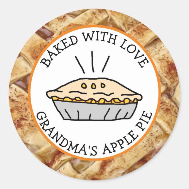 Baked with Love, Apple Pie Personalized Classic Round Sticker (Front)
