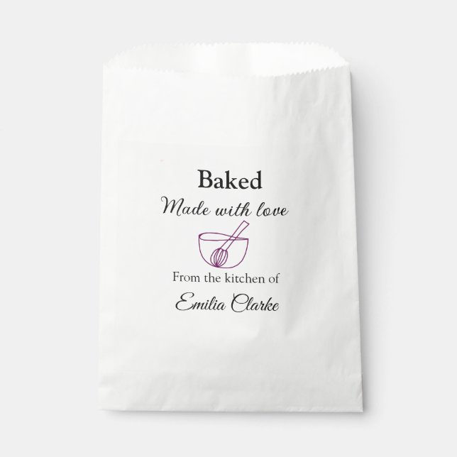 Baked with love bakery business add name texture l favor bag (Front)