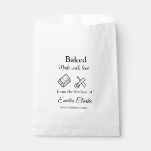 Baked with love bakery business add name texture l favor bag
