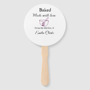 Baked with love bakery business add name texture l hand fan