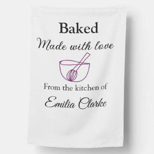 Baked with love bakery business add name texture l house flag