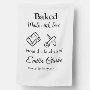 Baked with love bakery business add name texture l house flag
