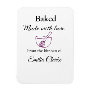 Baked with love bakery business add name texture l magnet