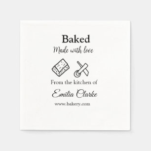 Baked with love bakery business add name texture l napkins