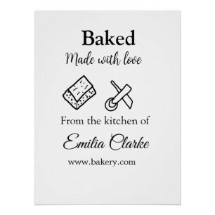 Baked with love bakery business add name texture l poster