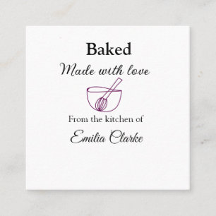 Baked with love bakery business add name texture l square business card
