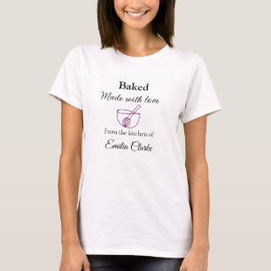 Baked with love bakery business add name texture l T-Shirt