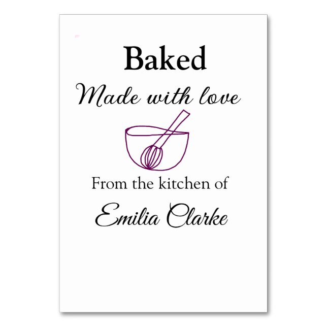 Baked with love bakery business add name texture l table number (Front)