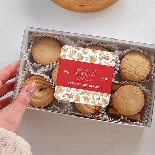 Baked with Love Bakery Gingerbread Holiday Square Sticker