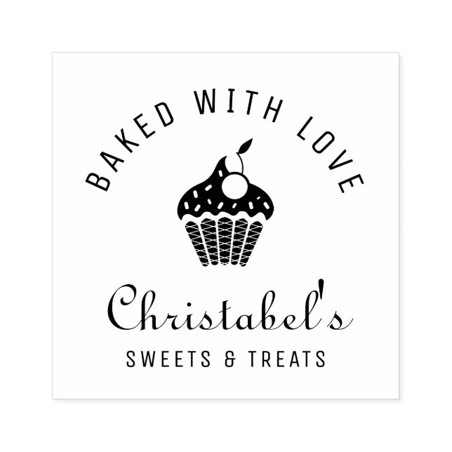 BAKED WITH LOVE | bakery shop Rubber Stamp (Imprint)
