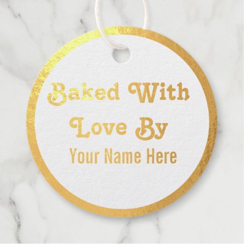 Baked With Love By Name Foil Favor Tags