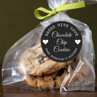 Baked With Love Choco Cookies Black And White    Classic Round Sticker