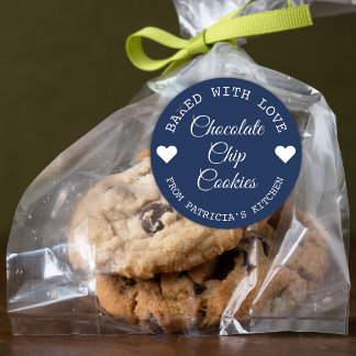 Baked With Love Choco Cookies Blue And White    Classic Round Sticker