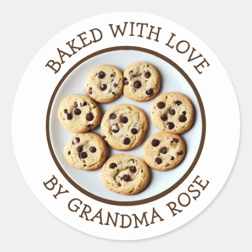 Baked with Love Chocolate Chip Cookies Classic Round Sticker