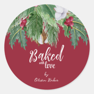 Baked with Love   Christmas Baking Classic Round Sticker