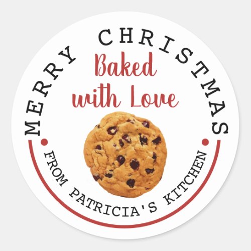 Baked With Love Christmas Chocolate Chip Cookies Classic Round Sticker