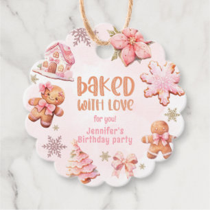 Baked with love Christmas Cookie Birthday party Favor Tags