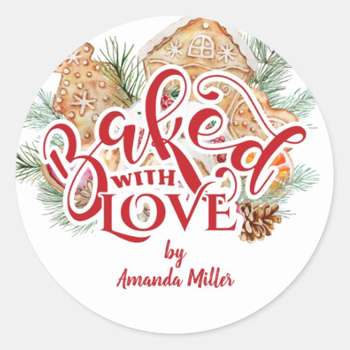 Baked With Love Christmas Cookie Gift Classic Round Sticker