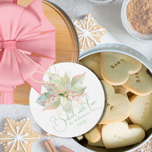 Baked with Love Christmas Cookie Poinsettia Pastel Favor Tags