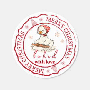 Baked With Love Christmas Duck Baking Classic Round Sticker